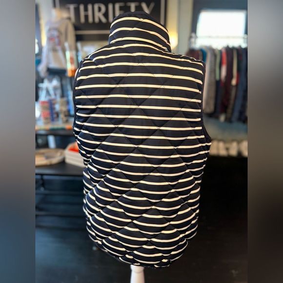 J. Crew (Small) Navy Blue Striped Vest Jacket - Picture 5 of 6
